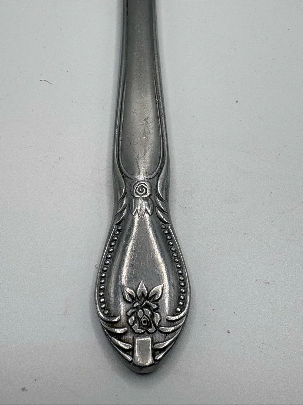 Vintage Japan Stainless Steel Dinner Knife Floral Rose Pattern